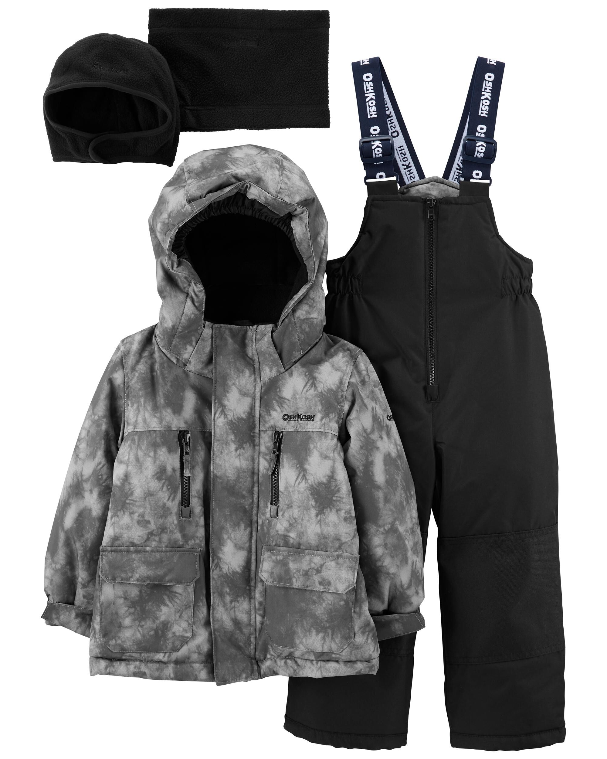 Grey Black 2 Piece Snowsuit With Bonus Hat Neck Warmer