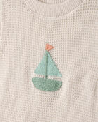 Baby 2-Piece Sailboat Crochet Top & Short Set - Cream, image 2 of 4 slides