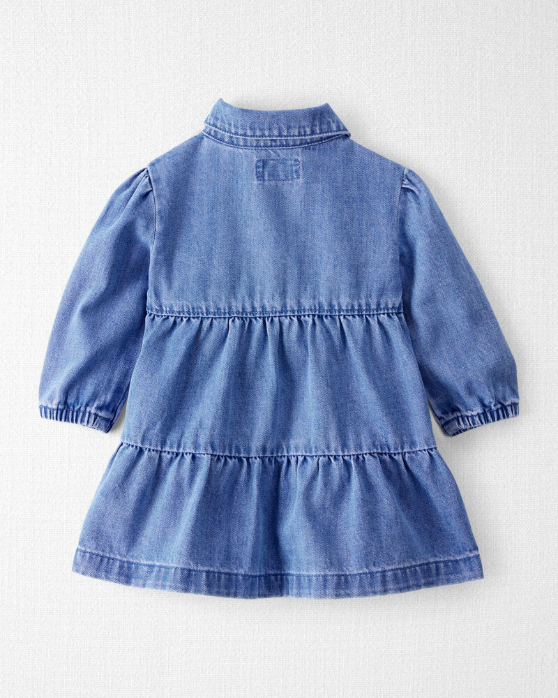 Baby Girl Organic Cotton Chambray Dress, image 2 of 6 slides
