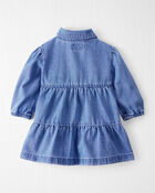 Baby Girl Organic Cotton Chambray Dress, image 2 of 6 slides