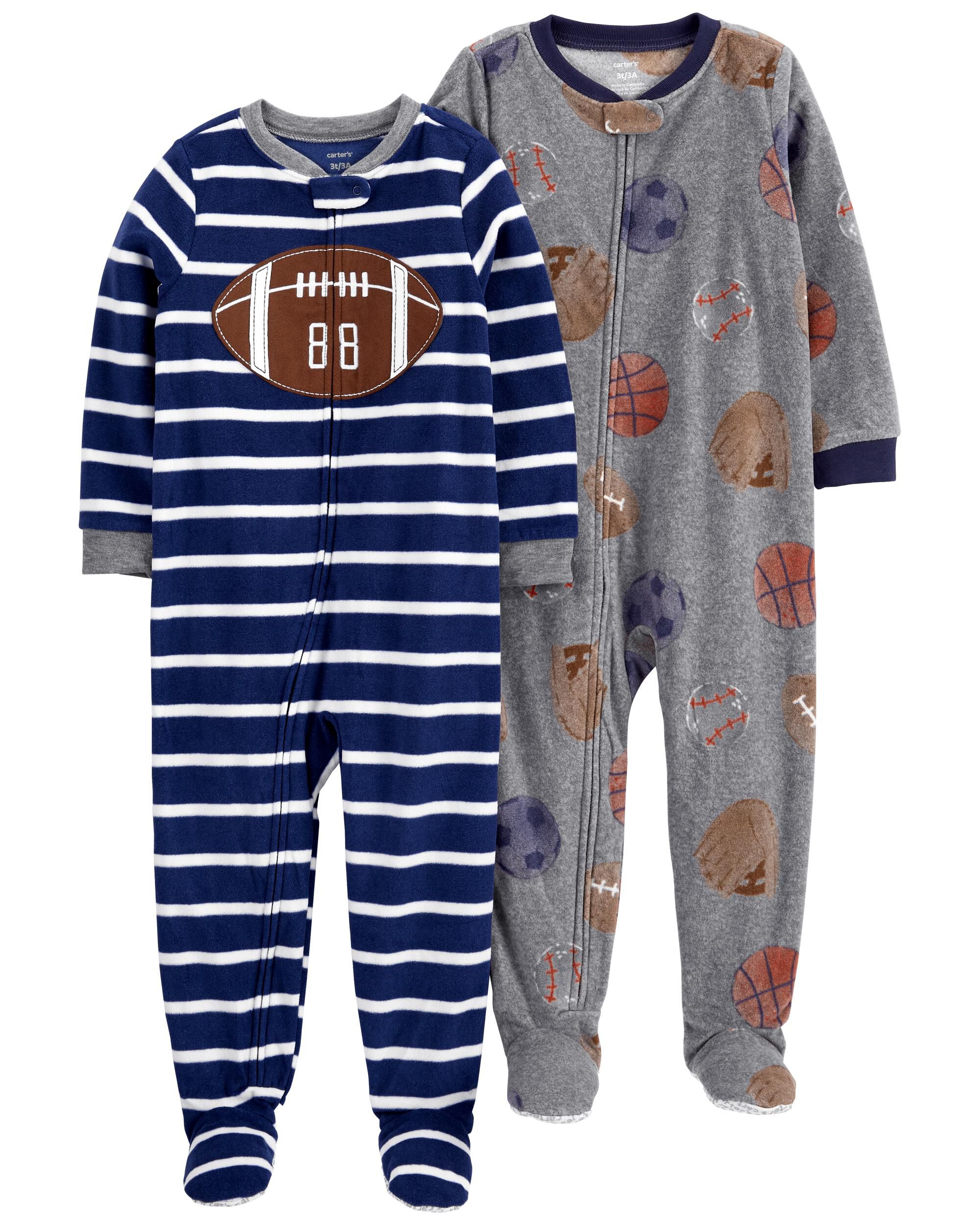 Toddler 2 Pack Zip Up Fleece Pyjamas