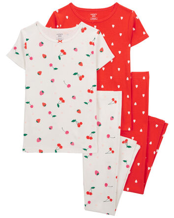 4-Piece Cherry 100% Snug Fit Cotton Pyjamas, 