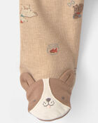 Baby Dog Cotton 2-Way Zip Sleeper - Brown, image 4 of 5 slides