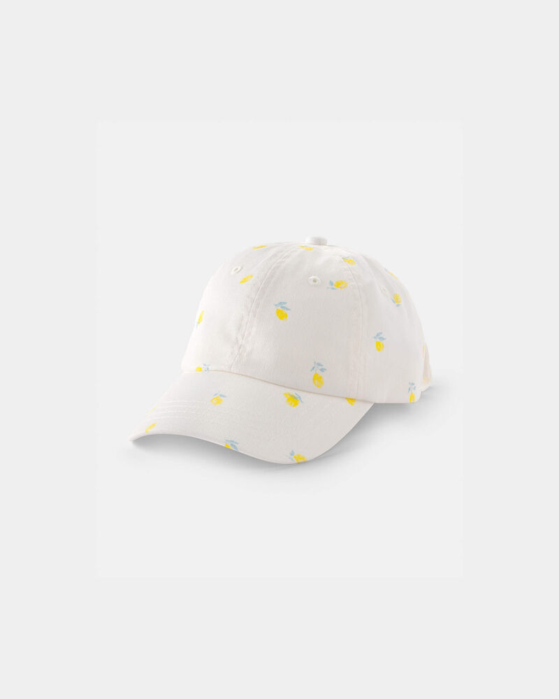 Toddler Girl Lemon Baseball Hat - White, image 1 of 3 slides