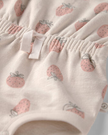 Baby Girl Organic Cotton Romper in Strawberry-Print, 