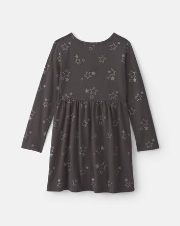 Filles - Robe manches longues &agrave; motif &eacute;toile &ndash; Gris, 