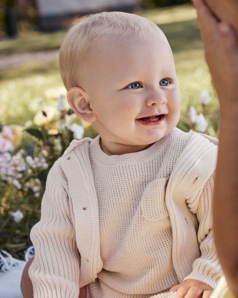 Baby 2-Piece Waffle Knit Tee & Short Set, image 3 of 4 slides
