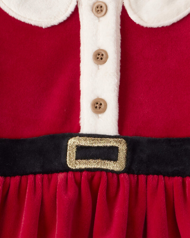 Baby Girl 2-Piece Santa Christmas Holiday Sweater Dress & Tights Set - Red, image 3 of 4 slides