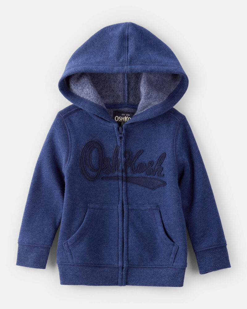 Baby Boy OshKosh Fleece Logo Zip Hoodie - Blue, image 1 of 4 slides