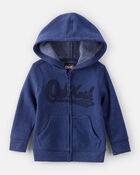 Baby Boy OshKosh Fleece Logo Zip Hoodie - Blue, image 1 of 4 slides