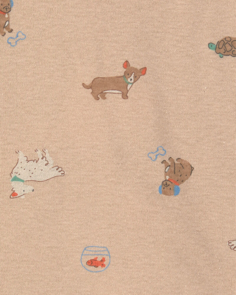 Baby 4-Pack Dog Long-Sleeve Bodysuits - Brown/Grey/Ivory, image 3 of 6 slides