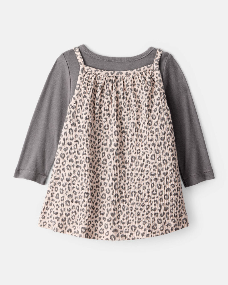 Baby Girl 2-Piece Leopard Print Long-Sleeve Dress Set, image 2 of 6 slides