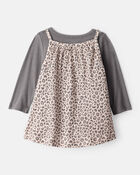 Baby Girl 2-Piece Leopard Print Long-Sleeve Dress Set, image 2 of 6 slides