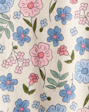 Toddler Girl Floral 100% Cotton Snug Fit Footie 1-Piece Pyjamas - Ivory, 