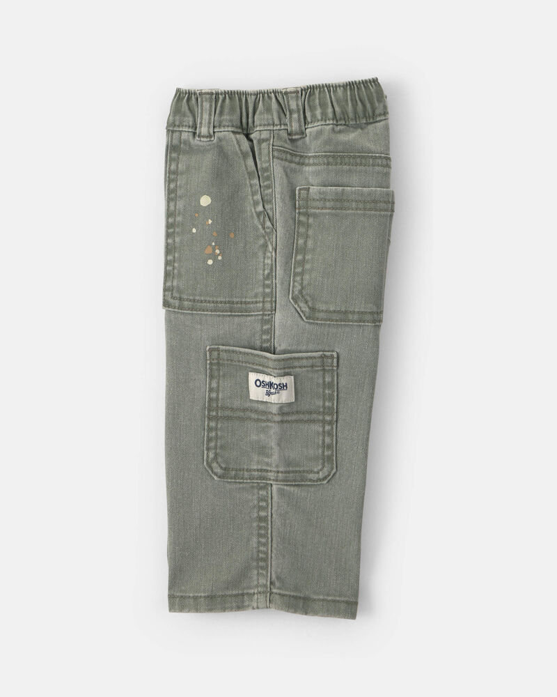 Baby Boy Splatter Paint Wide-Leg Carpenter Pants - Green, image 3 of 5 slides
