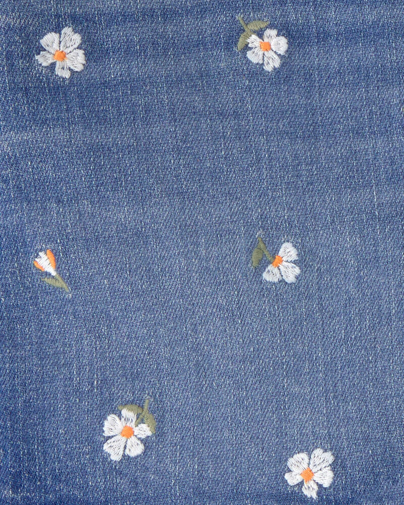 Filles - Short en denim brod&eacute;, floral - D&eacute;lav&eacute; moyen, image 4 sur 4 diapositives