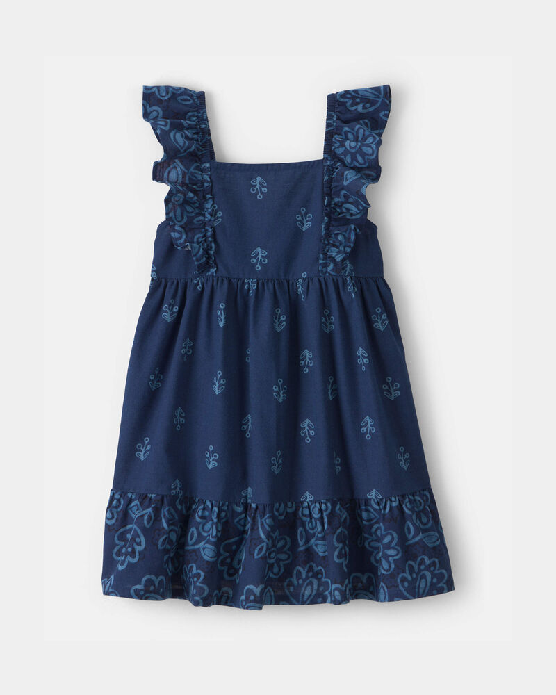 Tout-petit fille - Robe &agrave; &eacute;paules volant&eacute;es &agrave; motif floral - Bleu marine, image 1 sur 3 diapositives