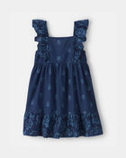 Tout-petit fille - Robe &agrave; &eacute;paules volant&eacute;es &agrave; motif floral - Bleu marine, image 1 sur 3 diapositives