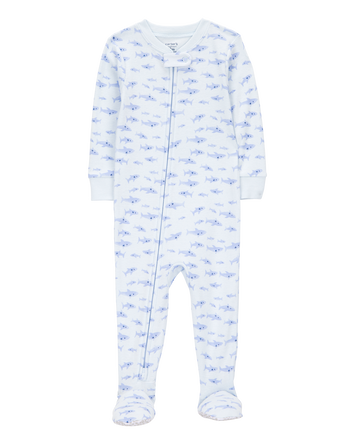 Toddler 1-Piece Shark 100% Snug Fit Cotton Footie Pyjamas, 
