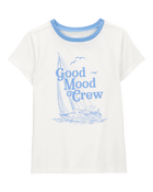 Enfant T-shirt imprimé à manches courtes Good mood crew - Blanc, image 1 sur 3 diapositives