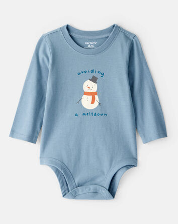 B&eacute;b&eacute; gar&ccedil;on - Cache-couche &agrave; manches longues &agrave; motifs de bonhomme de neige - Bleu, 