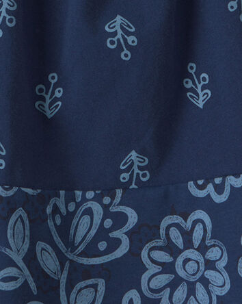 Toddler Girl Floral Ruffle-Sleeve Tank Top - Navy, 