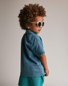 Toddler Boy Button-Down Short-Sleeve Shirt in Fish Print - Slate, image 3 of 6 slides
