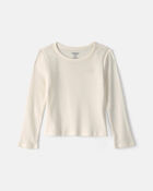 Toddler Girl Long-Sleeve Rib Top - Cream, image 1 of 3 slides
