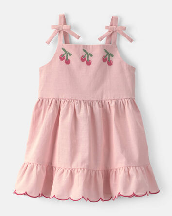Tout-petit fille - Robe sans manches &agrave; motif de cerises - Rose, 