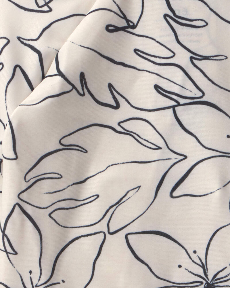 Baby Girl 2-Piece Long-Sleeve Rashguard Swimsuit & Hat Set - Black/Ivory, image 3 of 4 slides