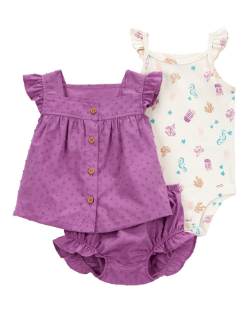 Bébé Ensemble 3 pièces couvre-couche à motifs d’hippocampes, 