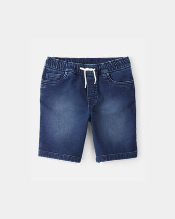 Boys Denim Drawstring Shorts - Dark Wash, 