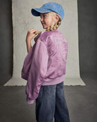 Girls 'Sundance Ranch' Horse Poplin Bomber Jacket - Purple, image 3 of 9 slides