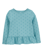 Kid Heart Long-Sleeve Peplum Jersey Tee, image 1 of 3 slides