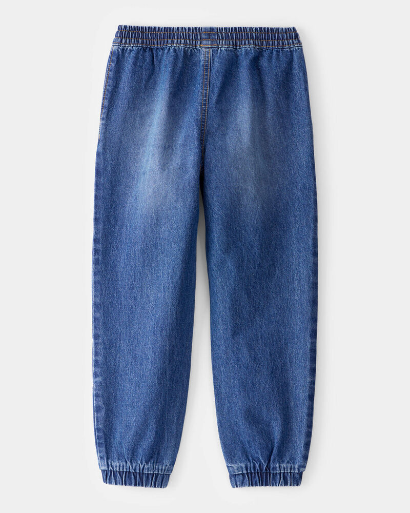 Kid Tapered Iconic Denim Drawstring Joggers - Medium Wash, image 2 of 4 slides
