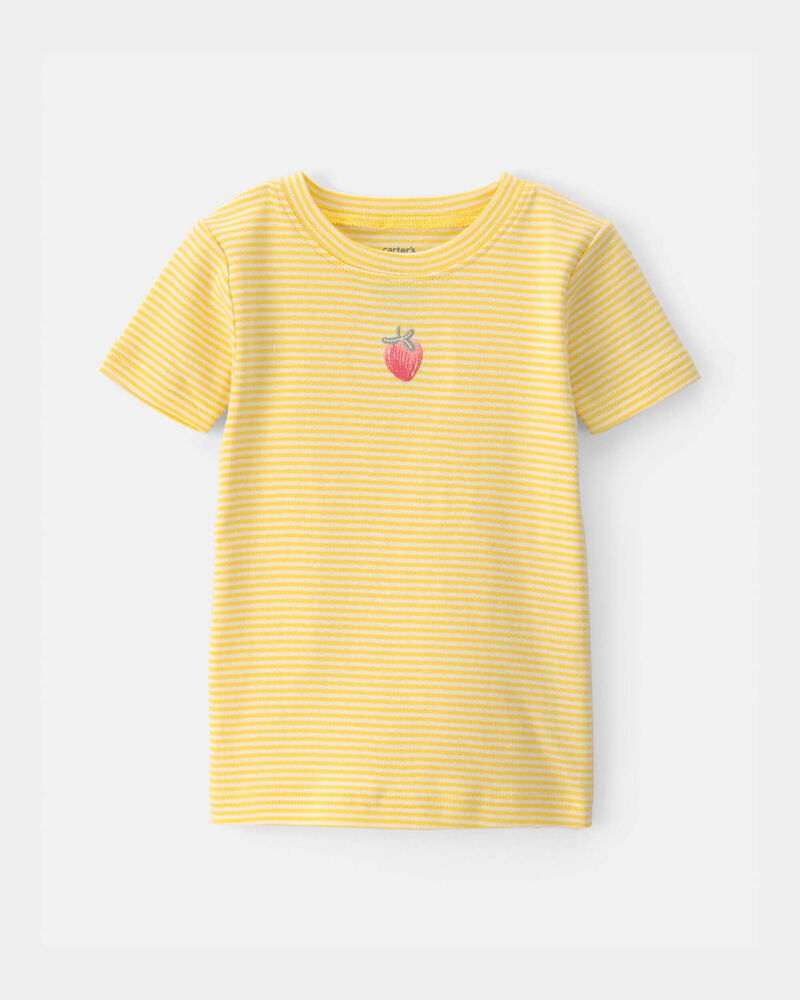 Toddler Girl Strawberry 100% Cotton Snug Fit 2-Piece Pyjama Set - Yellow, image 2 of 5 slides