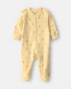 Baby Lemon 2-Way Zip 100% Cotton Sleeper - Yellow, image 1 of 4 slides