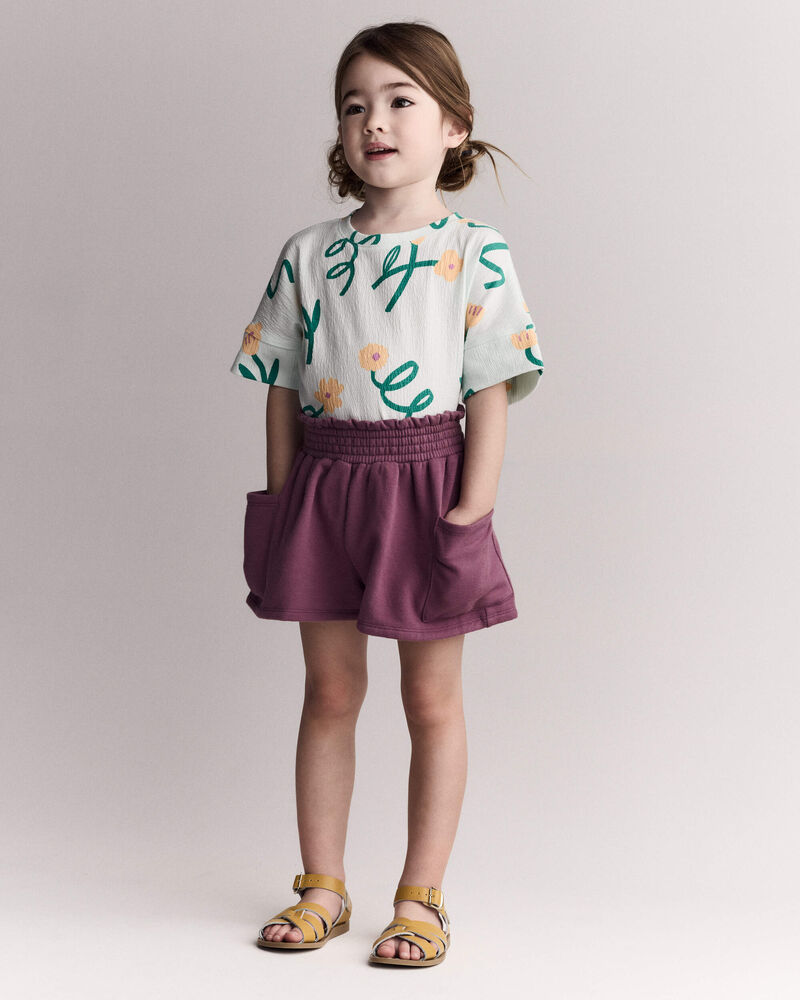 Tout-petit fille - T-shirt &agrave; manches chauve-souris &agrave; coupe asym&eacute;trique, imprim&eacute; floral - Vert clair, image 1 sur 6 diapositives