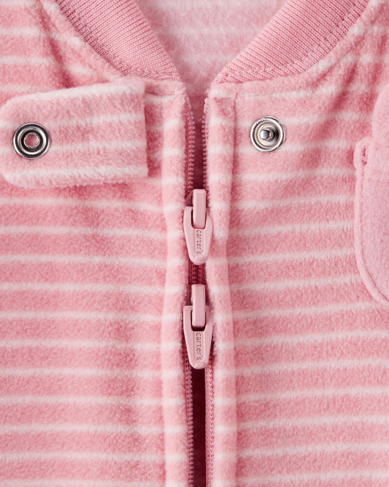 Baby Girl Bunny Striped Long-Sleeve Wearable Blanket, image 3 of 4 slides