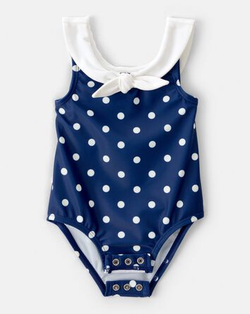 B&eacute;b&eacute; fille - Maillot de bain 1 pi&egrave;ce &agrave; pois - Bleu marine, 