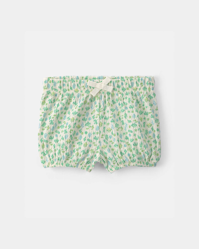 B&eacute;b&eacute; fille - Ensemble 3 pi&egrave;ces haut, cache-couche et short, coquillage - Vert/ivoire, image 2 sur 5 diapositives