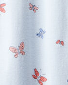 Baby Girl Butterfly 100% Cotton Snug Fit 2-Way Zip Footie 1-Piece Pyjamas - Blue, image 3 of 4 slides