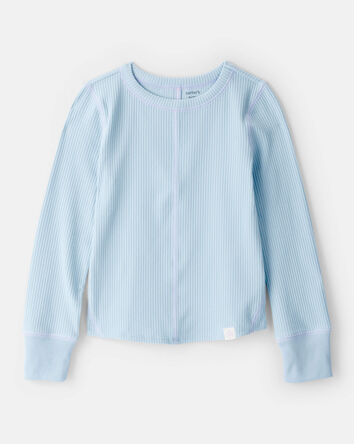 Girls Active Rib Long-Sleeve Top - Blue, 