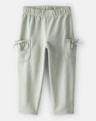 Toddler Girl Bow Pocket French Terry Pants - Green, image 1 of 5 slides