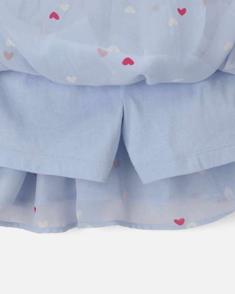 Girls Heart Valentine's Day Skort - Blue, image 2 of 4 slides