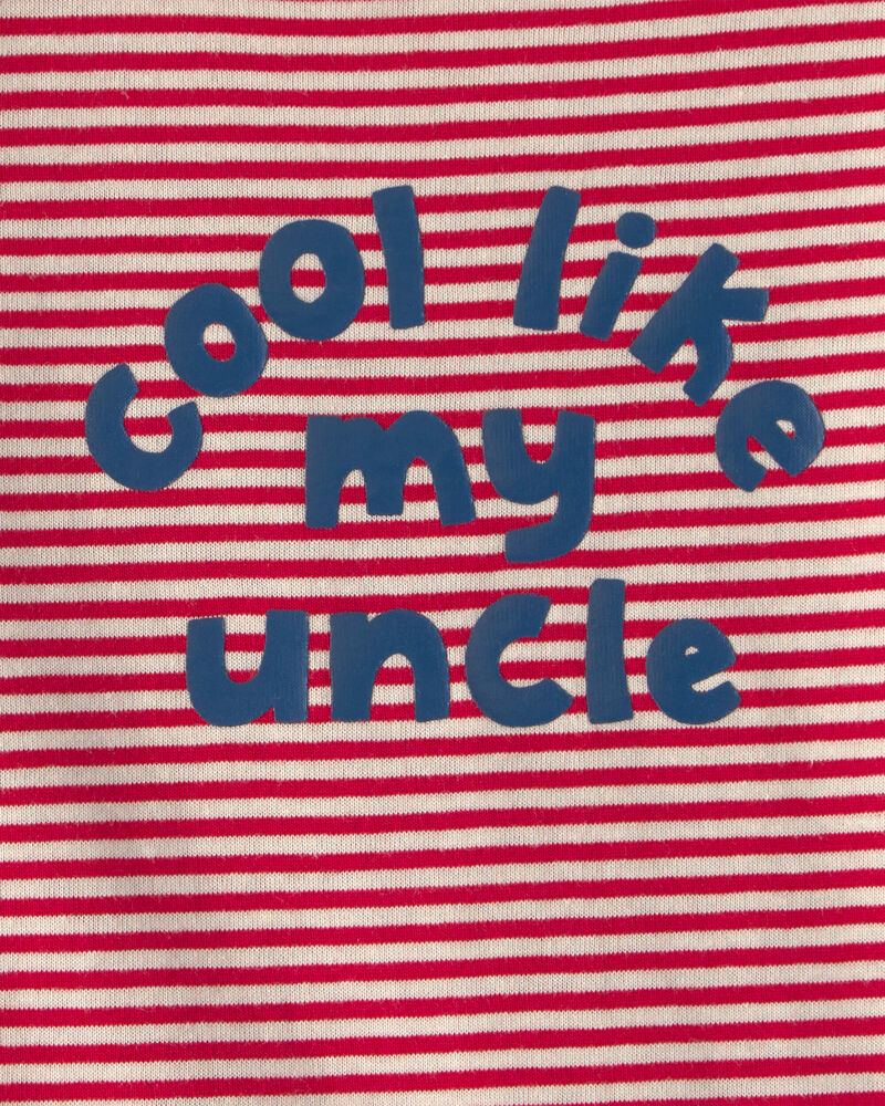 Baby 'Cool Like My Uncle' Striped Graphic Bodysuit - Red, image 2 of 3 slides