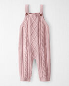 Baby Girl Organic Cotton Cable Knit Overalls, image 1 of 6 slides