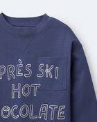 Toddler Hot Cocoa Club' Long-Sleeve Pocket Relaxed Graphic Tee - Dark Blue, image 6 of 6 slides