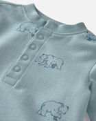 Baby Organic Cotton French Terry Jumpsuit in Blue Bears, image 3 of 5 slides