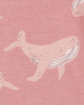 Toddler Whale Striped Snug Fit Cotton 4-Piece Pyjamas, 